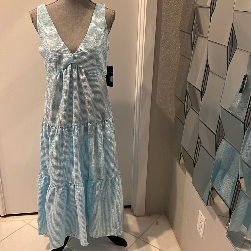 Maison Tara Baby Blue Gingham Dress